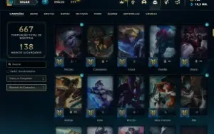 Ferro 1 com TODOS os champs e 341 Skins + 24 Maestrias 7