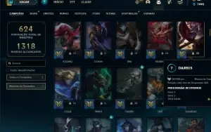 Conta Unranked com TODOS os champs e 160 Skin + 900k de Yasu