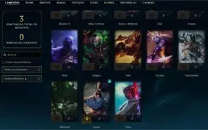 Conta Smurf premiada com diversas skins habilitadas