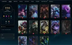 conta lol 220 skins ja foi mestre