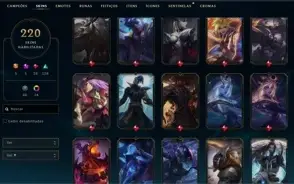 conta lol 220 skins ja foi mestre