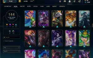 Prata 1 com 150 Champs e 144 Skins ( MAIN SUP / ADC )