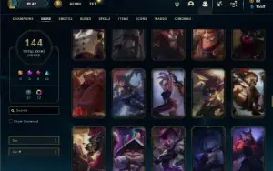 Prata 1 com 150 Champs e 144 Skins ( MAIN SUP / ADC )