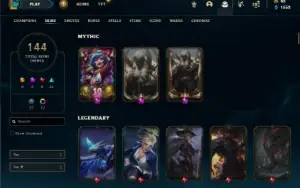 Prata 1 com 150 Champs e 144 Skins ( MAIN SUP / ADC )