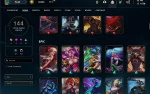 Prata 1 com 150 Champs e 144 Skins ( MAIN SUP / ADC )