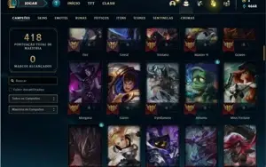Conta unranked com 105 Champs e 45 Skins