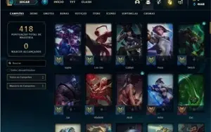 Conta unranked com 105 Champs e 45 Skins