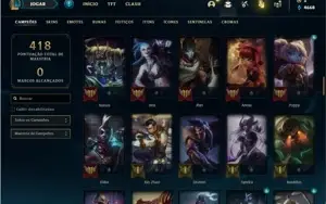Conta unranked com 105 Champs e 45 Skins