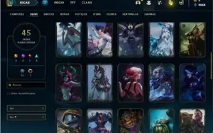 Conta unranked com 105 Champs e 45 Skins