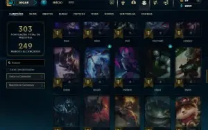 Ouro 1 com 90 Champs e 32 Skins + 4 Espolios