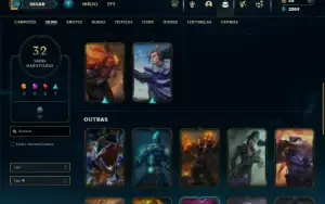 Ouro 1 com 90 Champs e 32 Skins + 4 Espolios