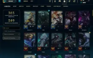 Ouro 1 com 90 Champs e 32 Skins + 4 Espolios