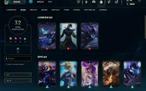 Ouro 1 com 90 Champs e 32 Skins + 4 Espolios
