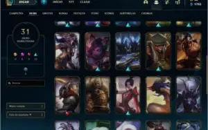 Conta diamante 3 com 31 skins e 60 champs