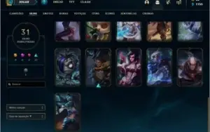 Conta diamante 3 com 31 skins e 60 champs