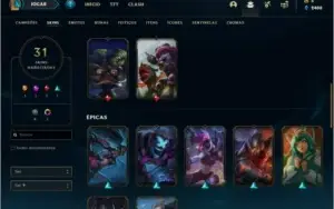 Conta prata 2 com 31 skins e 61 champs