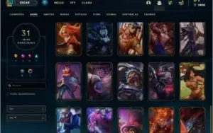 Conta prata 2 com 31 skins e 61 champs