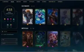 CONTA LEAGUE OF LEGENDS, 438 SKINS, PRATA 2, ALL CHAMPS