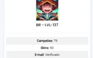 conta riot lol unranked com 50 skins