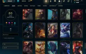 Unranked com 125 Champs e 80 Skins + 1900 RP