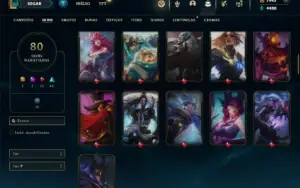 Unranked com 125 Champs e 80 Skins + 1900 RP