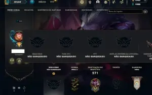 Unranked com 125 Champs e 80 Skins + 1900 RP