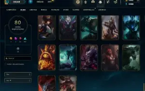 Unranked com 125 Champs e 80 Skins + 1900 RP