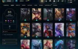 Unranked com 125 Champs e 80 Skins + 1900 RP