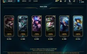 Conta bronze 1 com 40 Champs e 5 Skins + 2 Fragmentos