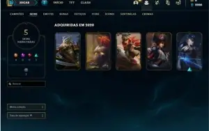 Conta bronze 1 com 40 Champs e 5 Skins + 2 Fragmentos