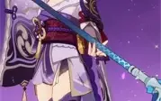 Genshin impact com eula, raiden shogum, espadão do itto ar55