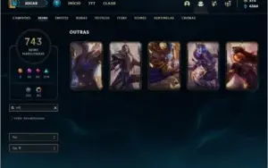 Conta ouro 1 com 743 skins e TODOS os champs