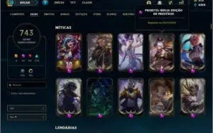 Conta ouro 1 com 743 skins e TODOS os champs