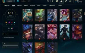 Diamante 2 com TODOS os champs e 167 Skins + 9 Vitoriosas