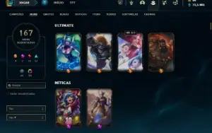 Diamante 2 com TODOS os champs e 167 Skins + 9 Vitoriosas