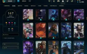 Diamante 2 com TODOS os champs e 167 Skins + 9 Vitoriosas