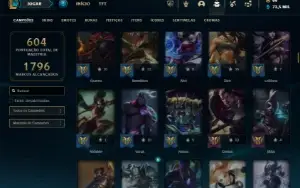 Diamante 2 com TODOS os champs e 167 Skins + 9 Vitoriosas