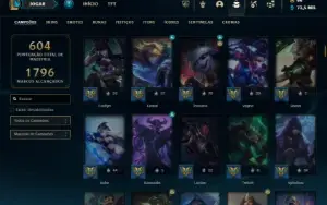 Diamante 2 com TODOS os champs e 167 Skins + 9 Vitoriosas