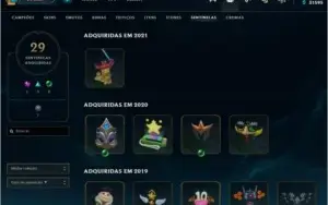 CONTA LEAGUE OF LEGENDS OURO 2 COM TODOS CAMPEÕS + 161 SKINS