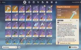 Conta com Venti, Klee, Xiao, Qiqi, Mona e Jean +2 armas 5*