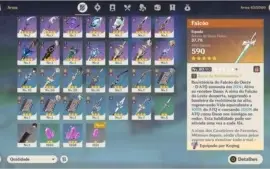 Conta AR50 Genshin - Ganyu, Zhongli, Venti, Albedo e +