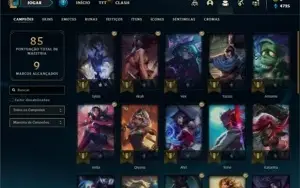Conta ouro 4 com 28 Champs e 9 Skins + 2 Fragmentos