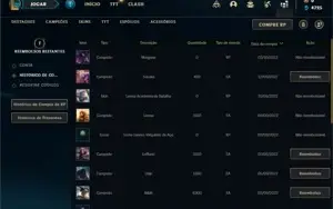 Conta ouro 4 com 28 Champs e 9 Skins + 2 Fragmentos