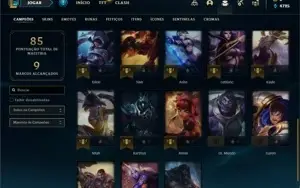 Conta ouro 4 com 28 Champs e 9 Skins + 2 Fragmentos