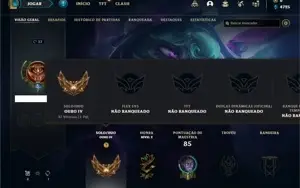 Conta ouro 4 com 28 Champs e 9 Skins + 2 Fragmentos
