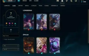 Conta prata 3 com 25 Champs e 7 Skins + 1 Fragmento