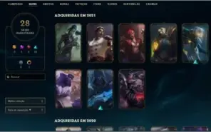conta lol 28 skins 5 báus pra abrir gold 4 md10 1/3