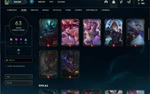 Conta ouro 2 com 110 Champs e 63 Skins