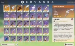 Conta Genshin Impact AR 55 Ganyu + Klee + Diluc + 4 Armas 5*