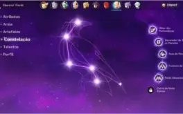 Conta Genshin Impact AR 55 Ganyu + Klee + Diluc + 4 Armas 5*